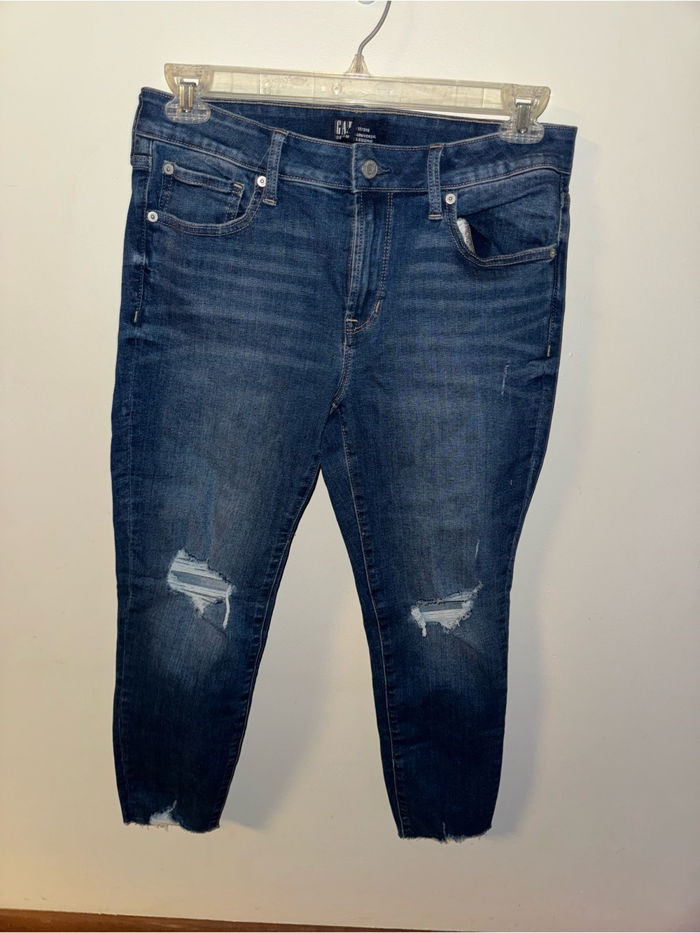 GAP Women's Dark Blue Distressed Ankle Jeans